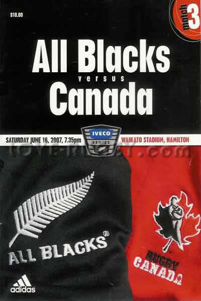 2007 New Zealand v Canada  Rugby Programme